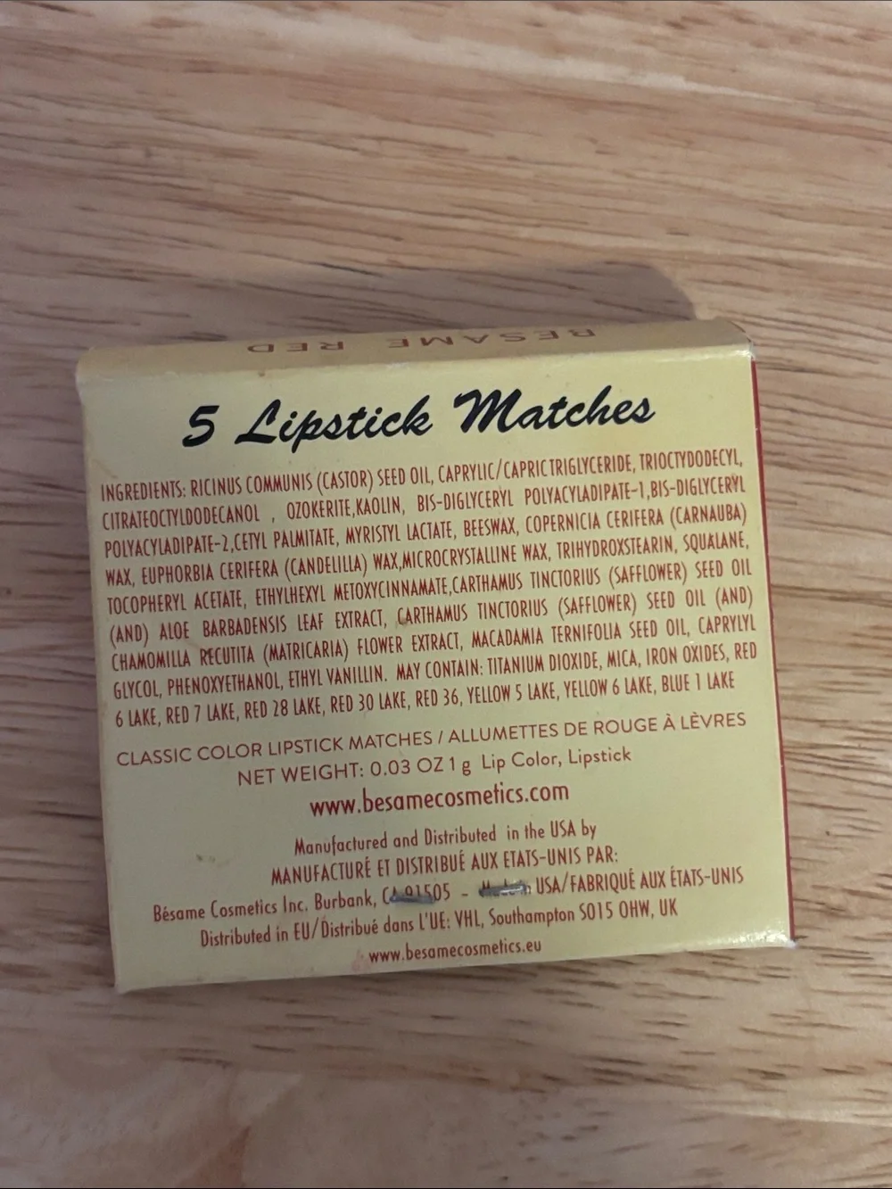 Besame Lipstick Matches, Display Only